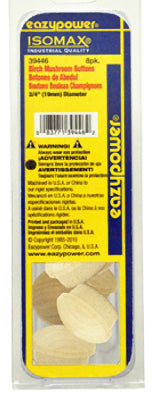 Isomax Dowel Plug, Mushroom, Birch, 3/4-In., 8-Pk.