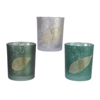 Decoris Tealight Holder With Gold Leaf Assorted Glass 1 pk (Pack of 24)