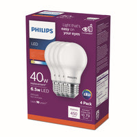 Philips A19 E26 (Medium) LED Bulb Warm White 40 Watt Equivalence 4 pk