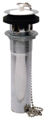 Lavatory Drain Plug, Chrome-Plated Brass, 1.25 x 5-In.