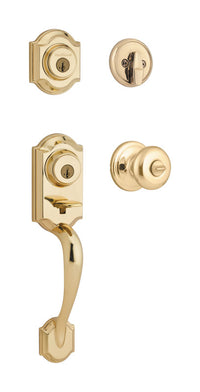 Kwikset SmartKey Montara/Juno Polished Brass Entry Handleset KW1 1-3/4 in.