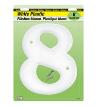 Hy-Ko 6 in. White Plastic Number 8 Mounting Screws 1 pc. (Pack of 5)