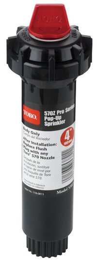 Toro Plastic Black Pop-Up Sprinkler Body 15 sq. ft. Coverage 1/2 Dia. x 4 L x 2.06 H in.