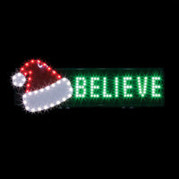 Santa's Best  Beleive/Santa Hat Sign  LED Christmas Decoration  Red/White/Green  Metal  1 each