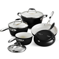 Ceramica Deluxe 8 Pc Ceramic Cookware Set - Black