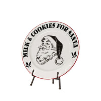 Celebrations  Black/White  Enamel Santa's Milk & Cookies Plate  Christmas Decor (Pack of 4)