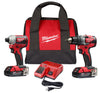 Milwaukee  M18  Cordless  Brushless 2 tool Compact Drill and Impact Driver Kit  18 volt