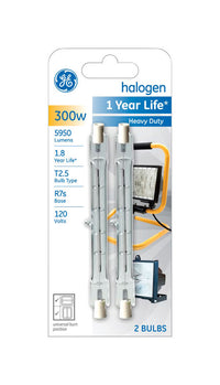 GE 300 watts T2.5 Halogen Bulb 5,950 lumens Warm White Tubular 2 pk (Pack of 5)