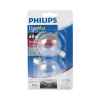 Philips DuraMax 60 W G16.5 Globe Incandescent Bulb E12 (Candelabra) Soft White 2 pk