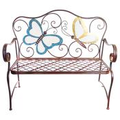 Alpine Corporation Bvk546 45 X 23 X 39 Metal Colored Butterflies Garden Bench