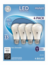 LED Light Bulbs, Daylight, 800 Lumens, 9-Watts, 4-Pk.