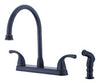 Ultra Faucets Two Handle Oil Rubbed Bronze Kitchen Faucet Side Sprayer Included