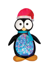 Gemmy  LED  White  90.16 in. Inflatable  Penguin with Kaleidescope Lighting