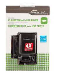 PowerLine 6 ft. L AC Adapter With USB 1 pk