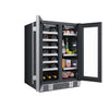 24 IN BUILT-IN BLACK STAINLESS FRENCH DOOR DUAL ZONE WINE AND BEVERAGE COOLER