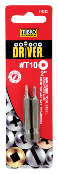 MIBRO Torx T10 X 2 in. L Screwdriver Bit S2 Tool Steel 2 pc