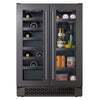 24 IN BUILT-IN BLACK STAINLESS FRENCH DOOR DUAL ZONE WINE AND BEVERAGE COOLER