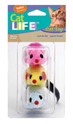 Penn Plax CAT537 3" Felt Mice Toys Assorted Colors 3 Pack