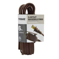 Prime Indoor 6 ft. L Brown Extension Cord 16/2 SPT-2