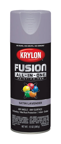 Krylon Fusion All-In-One Satin Lavender Paint + Primer Spray Paint 12 oz. (Pack of 6)