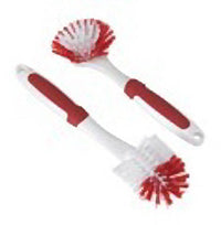 2-Piece Nylon Scrub Brush Set, Red & White (Pack of 4)