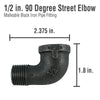 Pipe Decor 1/2 in. FPT X 1/2 in. D MPT Black Iron 1 1/4 in. L 90 Degree Elbow