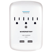 Monster Just Power It Up 0 ft. L 3 outlets Surge Protector White 1200 J