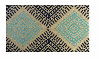 Coir Door Mat, Teal/Navy, 18 x 30-In.