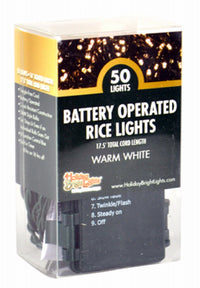 LED Rice Light Set, Warm White, Battery-Operated, 50-Ct. (Pack of 24)