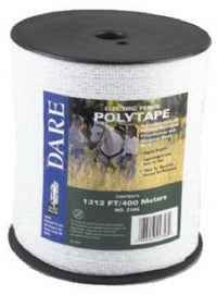 Electric Fence Tape, White Poly & 5-Wire Stainless Steel, .5-In. x 1,312-Ft.