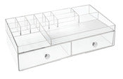 InterDesign 37410 13" X 7" X 4" Clear/Chrome Plastic 2 Drawer Cosmetic Organizer