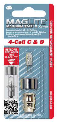 Maglite Mag-Num Star II 4-Cell C& D Xenon Flashlight Bulb Bi-Pin Base