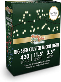 Holiday Bright Lights Big Seed Fairy Micro Light Cluster Ligths - Garlands, 420L Green Cord / Pure White