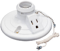 Lampholder, Pull-Chain, White, 15-Amp, 250-Watt