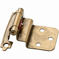 Inset Cabinet Hinges, Self-Close, Antique Brass, 3/8-In., 2-Pk.