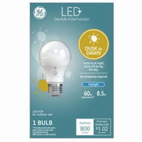 GE Lighting LED+ A19 E26 (Medium) LED Dusk to Down Bulb Daylight 60 Watt Equivalence 1 pk