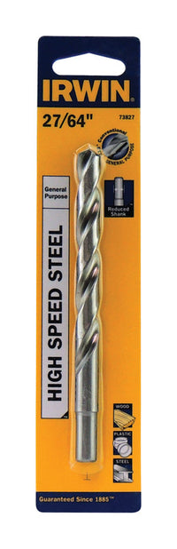 Irwin  27/64 in.  x 5-3/8 in. L High Speed Steel  Drill Bit  1 pc.