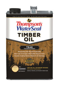 Thompson's WaterSeal Transparent Teak Penetrating Timber Oil 1 gal (Pack of 4).