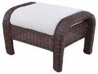 Montego Bay Set of 2 Ottomans, Ivory Cushions & Wicker