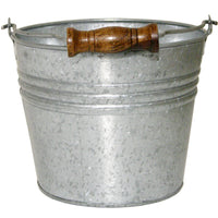 Planter With Handle, Banded Metal, Galvanized Metal, 6-In.