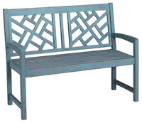 Portland Patio Bench, Blue Distressed Hardwood, 4-Ft.