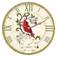 Springfield  Cardinal  Clock/Thermometer  Polyresin  White