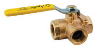 Apollo 70-600 Series 1-1/4 in. Brass FNPT 3-Way Ball Valve Standard Port