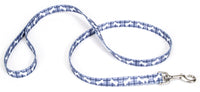 Dog Leash, Plaid/Bones, Blue Nylon, 1-In. x 6-Ft.