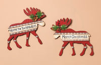 Gerson Moose Plaques Christmas Decoration Multicolored Wood 1 pk (Pack of 6)