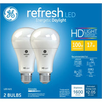 GE  A21  E26 (Medium)  LED Bulb  Daylight  100 Watt Equivalence 2 pk