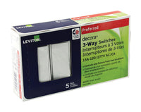 Leviton  Decora  15 amps Three Pole  Rocker  Switch  White  5 pk