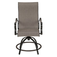 Edison Park Swivel Chairs, Balcony Height, Taupe Sling Fabric, Gray Frames (Pack of 6)