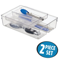 Interdesign 03110 12" X 8" X 3.23" Clear Linus 2 Piece Sliding Kitchen Drawer Organizer