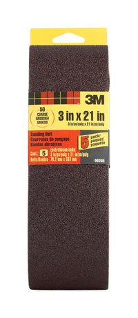 3M 21 in.   L X 3 in.   W Aluminum Oxide Sanding Belt 50 Grit Coarse 5 pk